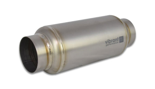 Power Vibrant 17530 Muffler, Universal, Titanium, Natural, 3.00 in. Inlet, 3.00 in. Outlet, 4.25 in. diameter Round Muffler body, 12.00 in. overall length, 1.94 lbs, each