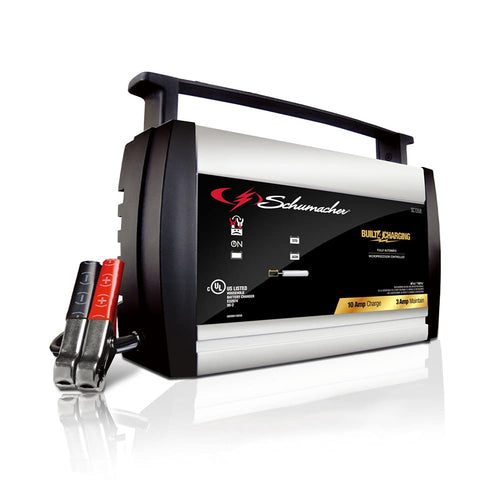Schumacher Electric SC1358 Battery Charger and Maintainer, 3-in-1, Fully Automatic, 10 Amps, 6 Volt, 12 Volt, for Motorcycle, Lawn Tractor, Power Sport, Car, and Marine Batteries