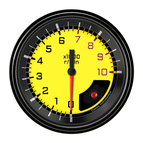 AX10YBLF Classic Instruments Autocross Yellow 3 3/8" Tach 10K