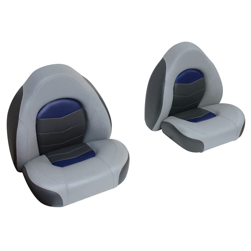 3303-1880 Wise Pro-Angler Series Bass Bucket Seat 2-Piece Set Marble Grey/Blueberry/Charcoal