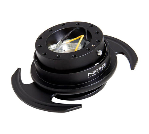 NRG Innovations GEN 3.0 NRG-SRK-650BK Race Steering Wheel Quick Release Hub Adapter, 6-Hole Design & 6x70 and 6x74mm Bolt Patterns, Black Body/Black Ring With Handles