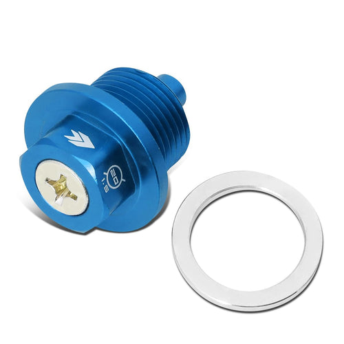 NRG Innovations Oil Drain Plug Magnetic, M20 X 1.5 Thread Size Engine Oil Drain Nut w/Washer, Blue, T-6061 Aluminum w/Stainless Steel Internal Magnet, NRG-NOP-300BL