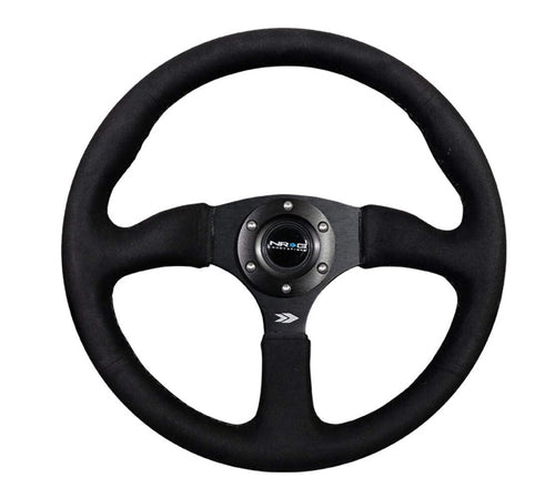 NRG Innovations Reinforced NRG-RST-023MB-SA Steering Wheel 350mm Sport Leather Racing (2.5" Deep) Comfort Grip, 4mm Matte Black Spoke with Alcantara Finish