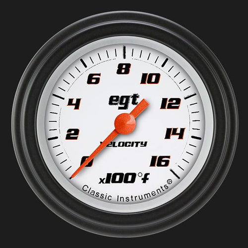 Velocity White Classic Instruments 2-1/8" Pyrometer Full Sweep VS198WBLF