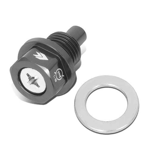 Magnetic Oil Drain Plug NRG Innovations, M14 X 1.5 Thread Size Engine Oil Drain Nut w/Washer, Gun Metal, T-6061 Aluminum w/Stainless Steel Internal Magnet, NRG-NOP-100GM