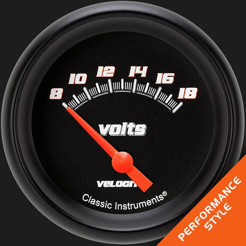 Velocity Black ClaShort Sweepic Instruments VS230BBPF 2 5/8" Volt Gauge Short Sweep