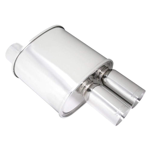 Megan Racing 3" Universal Muffler MR-MU-FRT-2T Pipe/3" Dual Stainless Roll Tip