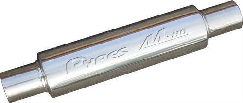 Pypes MVR200S Exhaust 14" Long 4" OD 2-1/2" Center Inlet 2-1/2" Center Outlet 304 Polished Stainless Steel Muffler