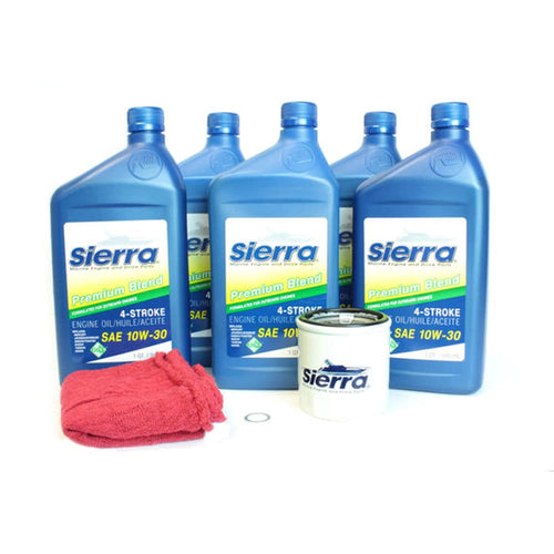 Yamaha Outboard Oil Change Kit Sierra International 18-9391, Includes 5 Quarts 10W-30 Oil, Oil Filter, Crankcase Drain Gasket