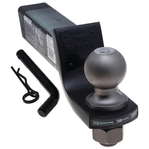 Reese Tactical Trailer Hitch Ball Mount Starter Kit 21620, Fits 2 Inch Square Receiver, 2 Inch Drop, 7,500 lbs. Capacity, Includes 2 Inch Trailer Ball and Pin & Clip