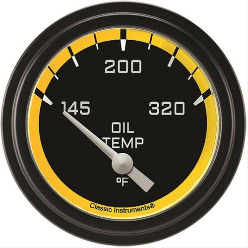 AX228YBLF Classic Instruments AutoCross Yellow 2-5/8" Oil Temperature Gauge