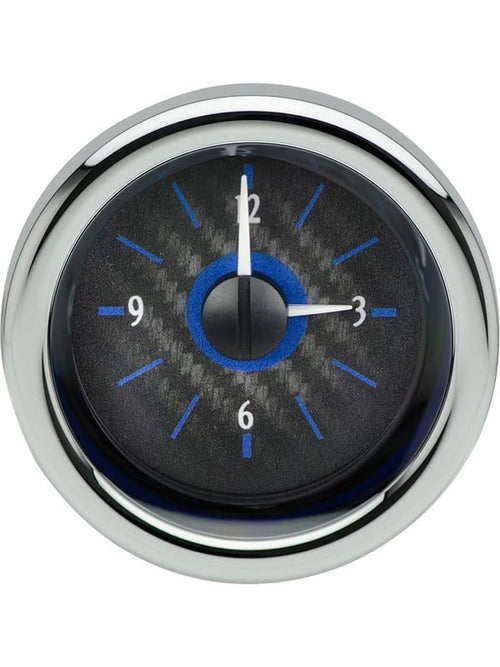 Dakota Digital 3" Round VLC-16-1-C-B VHX Clock Black Carbon Fiber Style Blue Backlighting