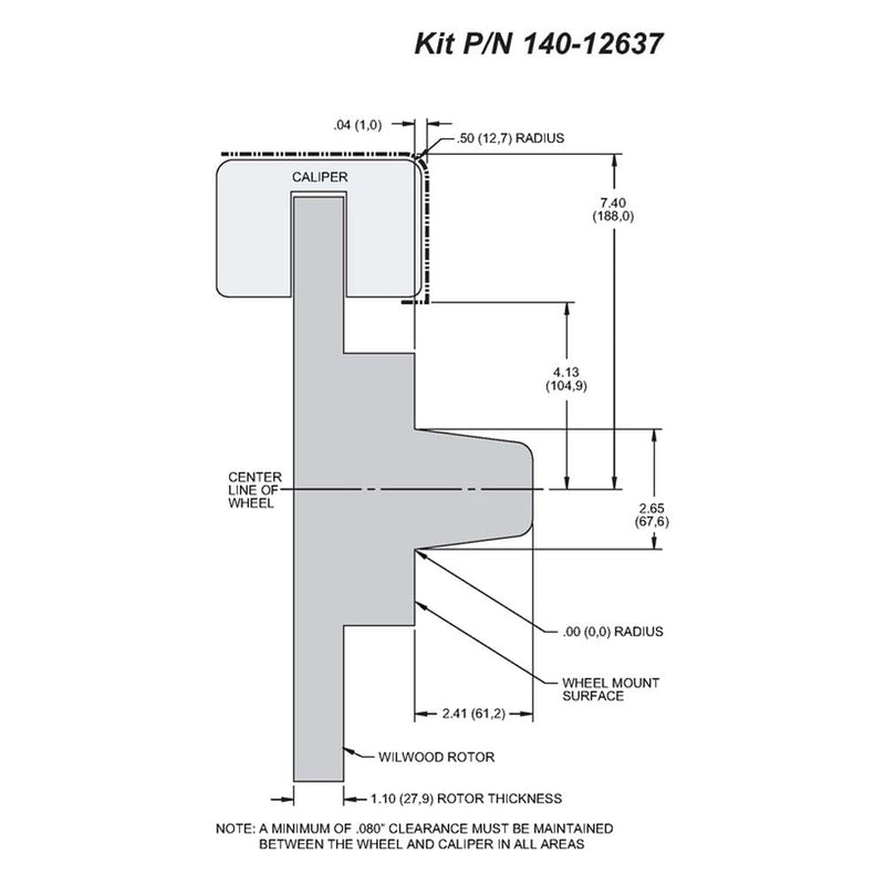 12.88" FNSL6R Hub Front Kit, Drill, Red