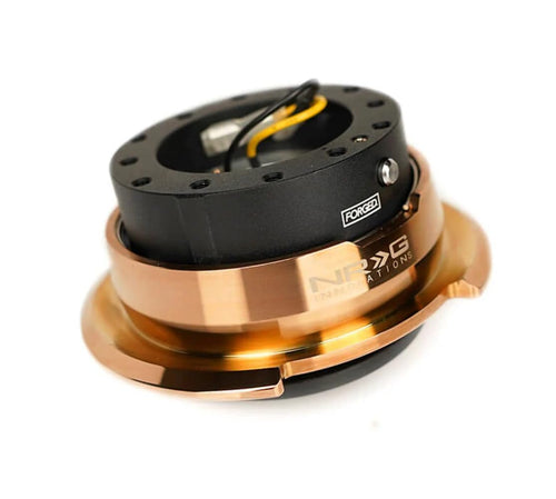 NRG Innovations GEN 2.8 NRG-SRK-280BK-CRG Steering Wheel Quick Release Kit Adapter, 6-Hole & 6x70 and 6x74mm Bolt Patterns Black/Chrome Rose Gold Ring