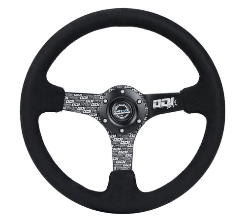 NRG Innovations Reinforced NRG-RST-036MB-ODI Steering Wheel, 3" Deep, 5 mm Spoke with Solid Spokes, Finish Solid Spokes Wrapped in Micro Fiber Finish