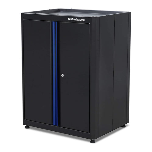 Garage Tool Storage System Montezuma - 30.5 x 24 Locking 2 Door Stacking Base Cabinet with Magnetic Latches & Black Powder Coat Finish - BKMG3024STBC