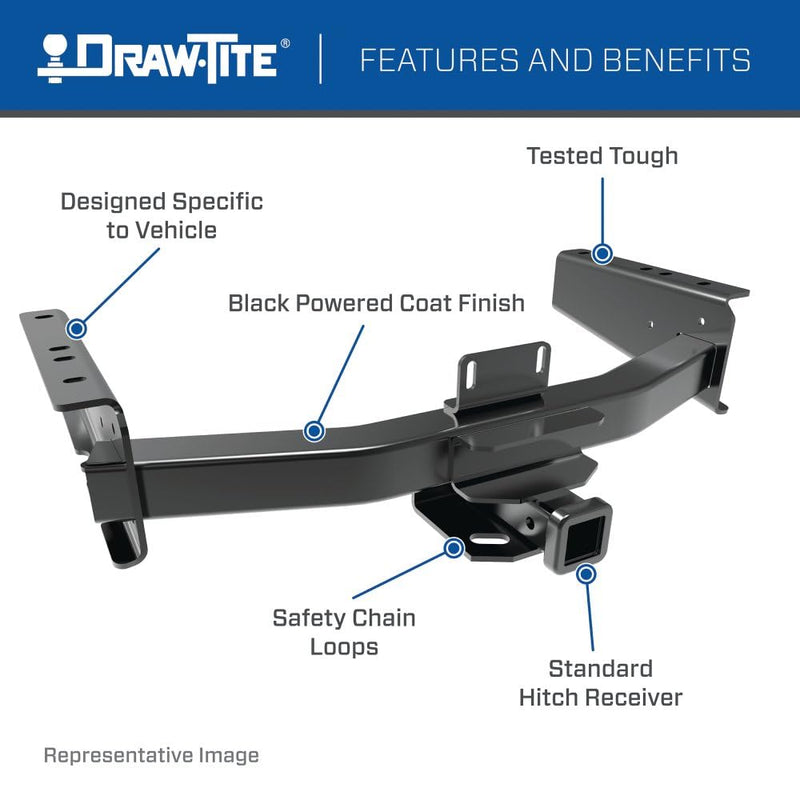 Ultra Frame Draw-Tite Class 5 Trailer Hitch, 2 Inch Square Receiver, Black, Compatible with 2000-2014 Ford E-150 Econoline, E-250 Econoline and E-350 Econoline