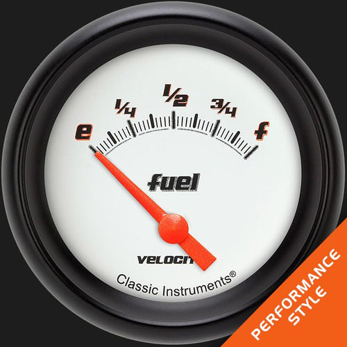 Classic Instruments Velocty VS209WBPF White 2 5/8" Fuel Gauge 240-33 Ohm