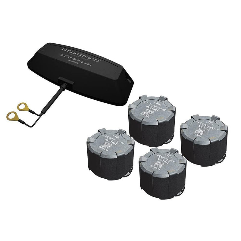 NCTP100 in-Command Tire Pressure Monitoring System, Four Bluetooth-Enabled Tire Pressure Monitoring Sensors, Bluetooth Repeater Boosts Signal for Longer Towables, App Can Support Up to 22 Total Tires
