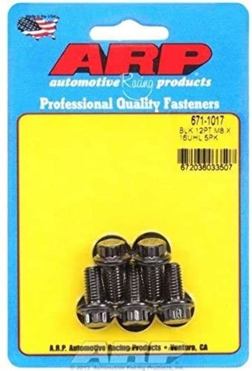 Black Oxide ARP M8 x 1.25 x 16mm 12pt Bolts (Set of 5)