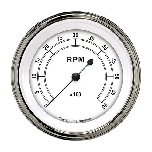 Classic Instruments 3In CW60SLC Classic White Tachometer 6000 RPM