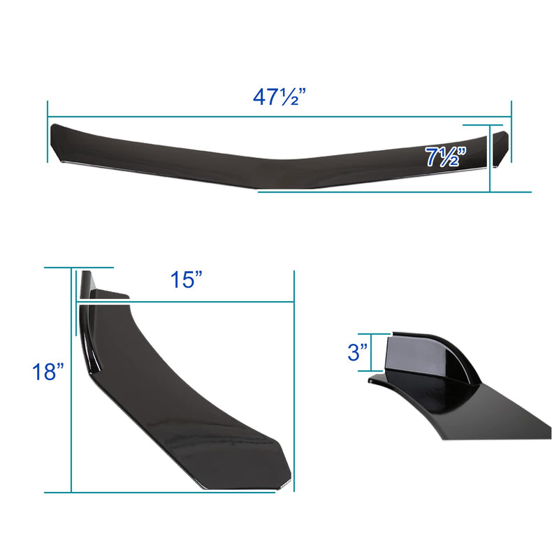 Gloss Black Spec-D Tuning Universal Front Bumper Lip Spoiler Splitter Body Kit 3PC