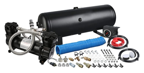 On Board Air Compressor Kit Bulldog Winch 41007-5 Twin Head 4.2 CFM with 5 Gal Tank in-Cab Gauge and Switch