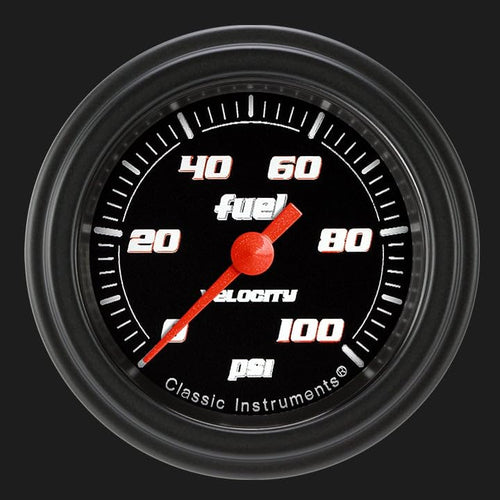 Velocity Classic Instruments Black VS146BBLF 2-1/8" Fuel Pressure Gauge 100 PSI Electric