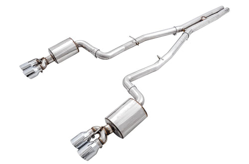 Dodge Challenger AWE Tuning 2015+ 6.4L/6.2L Non-Resonated Touring Edition Exhaust - Quad Silver Tips