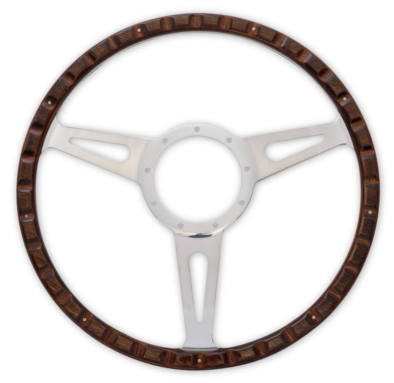 Corso Feroce Scott Drake GT350 Style 9 Hole Genuine Wood & Aluminum 15" Steering Wheel, Compatible with 1965-1973 Ford Mustang, Model S1MS-3600-WG
