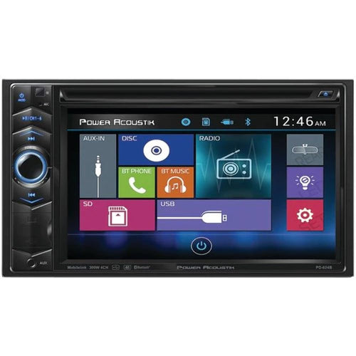 PD-624B Power Acoustik 6.2" Double-DIN in-Dash LCD Touchscreen DVD Receiver with Bluetooth
