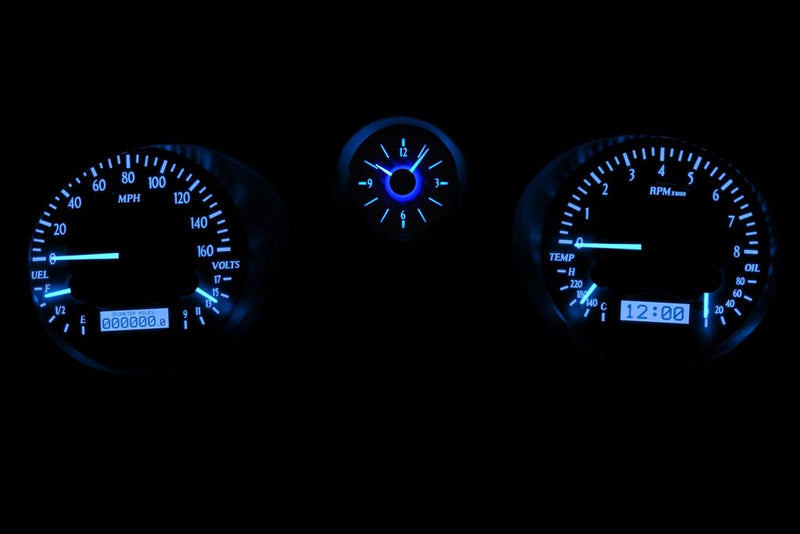 Dakota Digital VHX System-Analog Clock Compatible with 1969 Chevy Chevelle/El Camino Carbon Fiber Style Face w/Blue Display