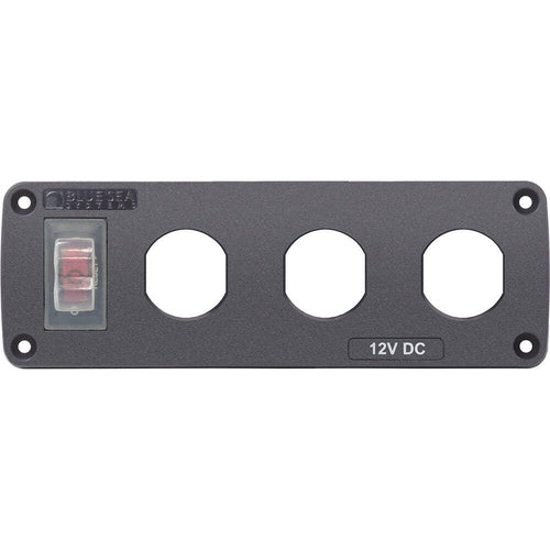 Water-Resistant Blue Sea Systems Accessory Panel - 15A Circuit Breaker, 3x Blank Apertures