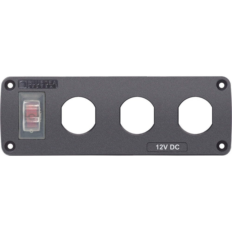 Water-Resistant Blue Sea Systems Accessory Panel - 15A Circuit Breaker, 3x Blank Apertures