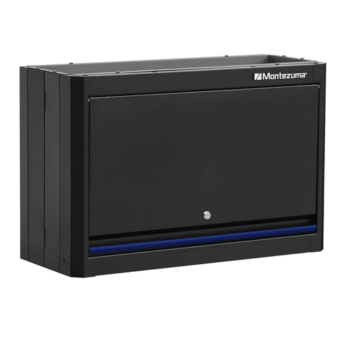 Montezuma Tool Storage Garage System - 30.5 x 12" Locking Single Door Wall Cabinet with Magnetic Latches & Black Powder Coat Finish - BKMG30201WC