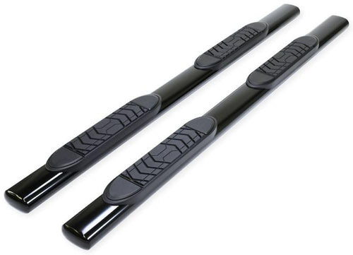 Truck Running Boards Fits Ram 1500 2011-2018 Quad Cab Oval 5 Inch Straight Wheel-to-Wheel Nerf Bars with Step Pads Black Semi-Gloss Powder Coated Steel Rocker Panel Mount TrailFX A7055B