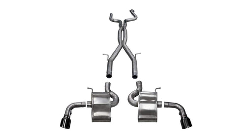 Xtreme Cat-Back Exhaust System Corsa Performance 14773BLK Dual Rear Exit 2.75 in. Dia. Incl. X-Pipe/Dual Mufflers/Dual Tail Pipes/Dual 4.5 in. Black PVD Pro-Series Tips