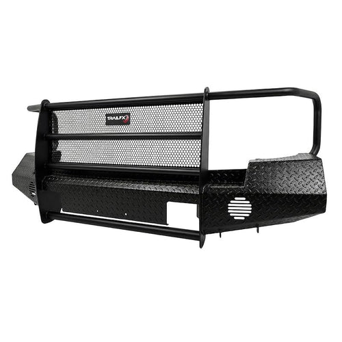 TrailFX Front Bumper Fits 2007-2013 Chevrolet Silverado 1500 Gloss Black Steel with Grille Guard and Mesh Direct Fit Uses Factory Hardware Auxiliary Light Cutouts TrailFX FX3007A