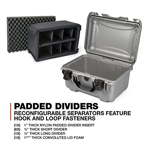 Medium Nanuk 918 Waterproof Hard Case with Padded Dividers 16.9" x 12.9" x 9.3" - Silver (918-2005)