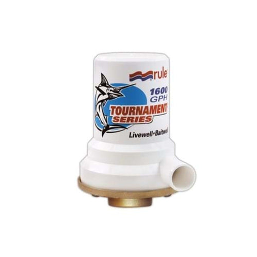 Rule 209B 1600 Marine Tournament Series Livewell Pump (1" NPT, Female-Single Port Bronze Base),White
