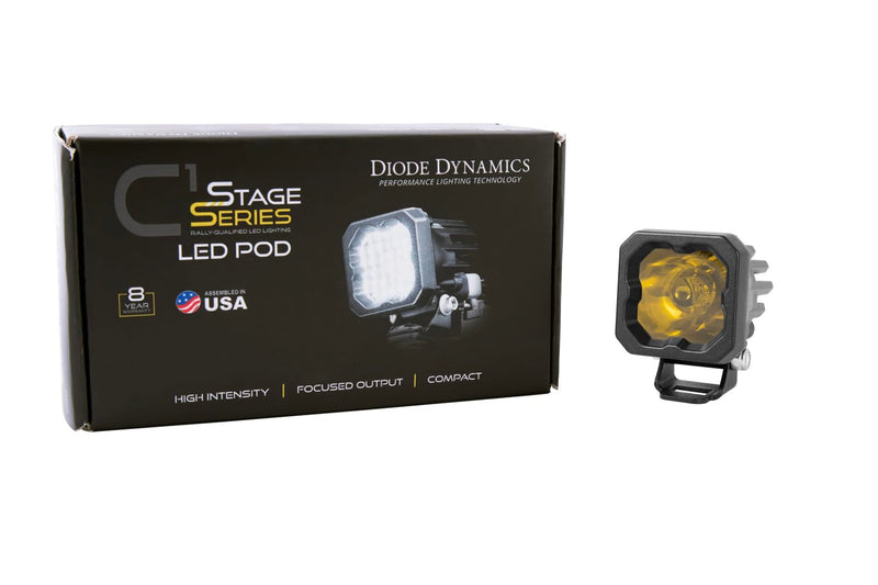 Diode Dynamics SSC1 Sport Standard Yellow LED Pod (one), Spot w/Amber Backlight