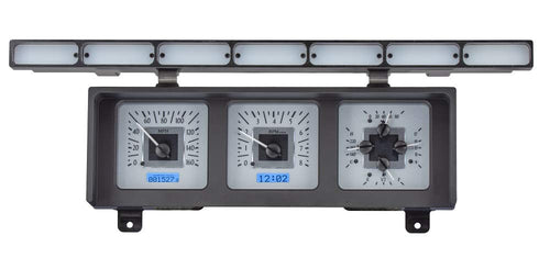 Dakota Digital VHX System-Silver Alloy Style Face w/Blue Display Compatible with 1980-86 Ford Pickup