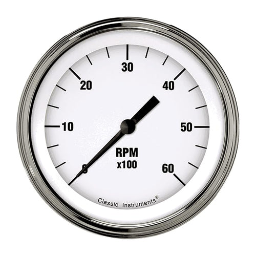 Hot Classic Instruments WH60SLC 3In White Tachometer 6000 RPM