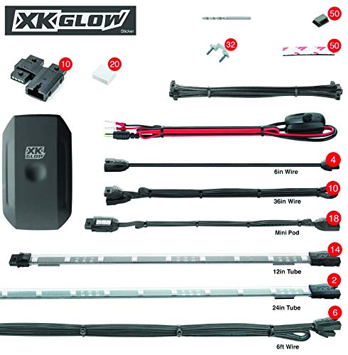 ATV/UTV XKGLOW Advanced LED Accent Light Kit - (2) 24" Tubes, (14) 12" Tubes, & (18) Pods