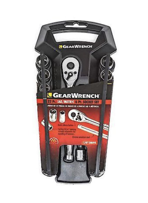 Socket Set GEARWRENCH, 22Pc, 1/4" Dr, SAE/mm 8800A