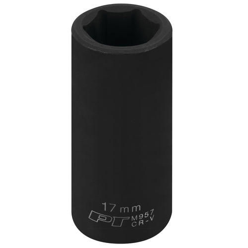 3/8-Inch Performance Tool M957 17mm Deep Wall Impact Socket for Heavy Duty Automotive Repairs and Maintenance