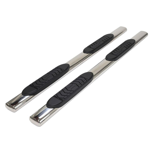 TrailFX Running Boards Truck Fits Ford F-150 Supercrew 2009–2014 Straight 5-Inch Oval Side Bars Polished Stainless Steel with Step Pads Rocker Panel Mount Set of 2 Truck Running Boards TrailFX A7013S