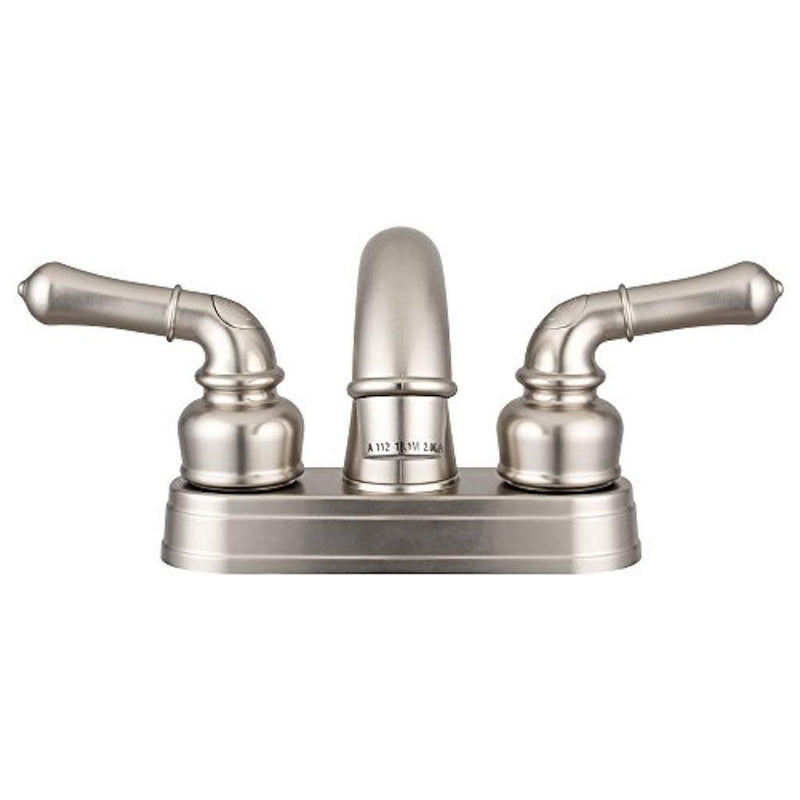 Dura Faucet RV Bathroom Sink Faucet DF-PL620C-SN - Smooth Turning 2-Lever (Brushed Satin Nickel)