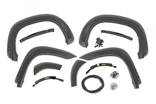 Fender Flares Rough Country SF1 for Chevy Silverado 1500 (2019-2025) - Sharp Off-Road Style, Extra Tire Coverage, UV-Resistant ABS, Easy Bolt-On, Flat Black, (Set of 4)
