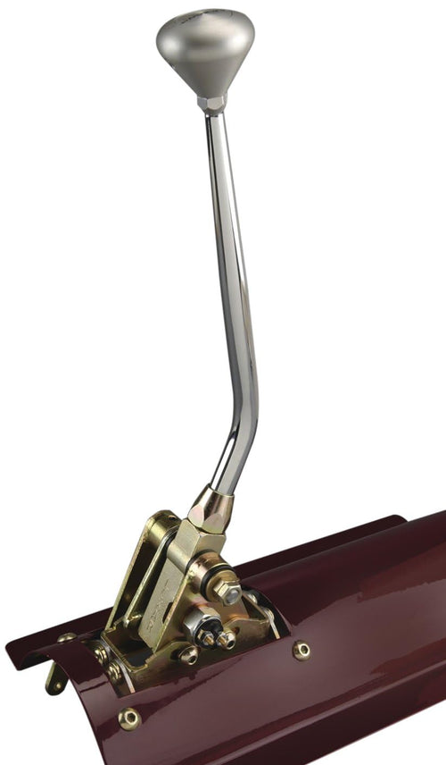 Floor Mount Shifter Kit Lokar FMS60PGAPP with 23" Lever and Polished Piston Knob for GM Powerglide